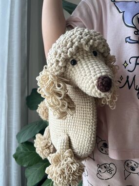 Handcrafted Cream Poodle Plush Dog Toy for Pets